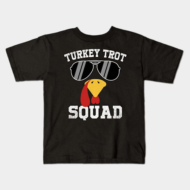 Turkey Trot Squad Thanksgiving Running Fall Turkey Kids T-Shirt by antrazdixonlda